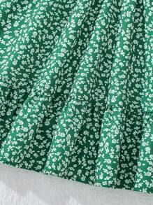 SHEIN Đầm Gái Viên lá sen Họa tiết hoa Boho - màu xanh lá - Xem 6