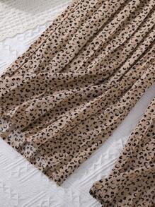 SHEIN Tween Girl Ruffle Trim Tee & Dalmatian Print Wide Leg Pants
