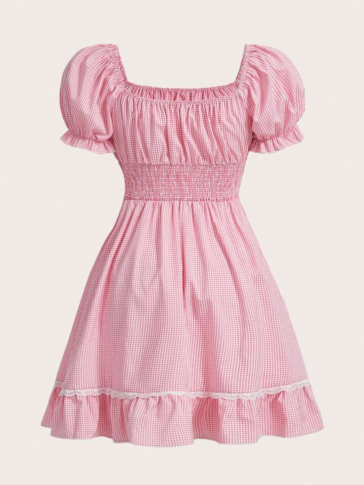 strapless open back dress The Venus Dress in Gingham Custom / Blue main image 1