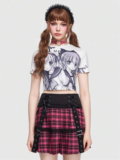 ROMWE Avant Figure Graphic Crop Tee