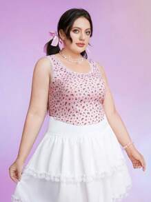 ROMWE Kawaii Hơn In hoa Ditsy Áo ba lỗ - Hồng - Xem 3