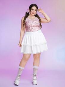 ROMWE Kawaii Hơn In hoa Ditsy Áo ba lỗ - Hồng - Xem 4