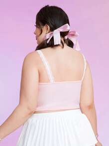 ROMWE Kawaii Talla grande Top de tirantes con diseño de lazo