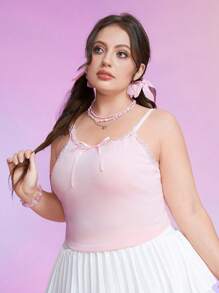 ROMWE Kawaii Talla grande Top de tirantes con diseño de lazo