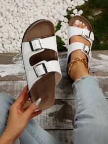 Women's Fashionable & Comfy Yellow Cork Sandals For Summer - White - View 1