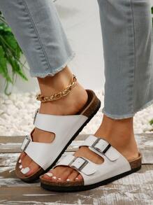 Women's Fashionable & Comfy Yellow Cork Sandals For Summer - White - View 2
