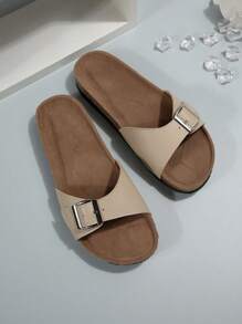 Women Summer Yellow Soft Cork Base Sandals - Khaki - View 6