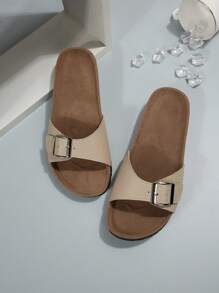 Women Summer Yellow Soft Cork Base Sandals - Khaki - View 7