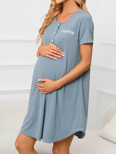 Moonlight & Mama Maternity Letter Graphic Lounge Dress For Mother