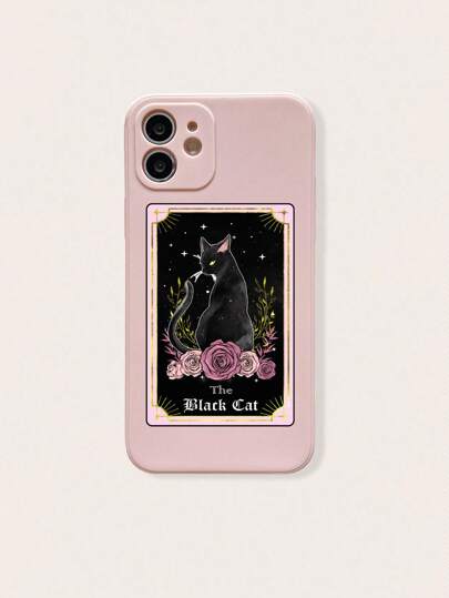 Rosie 1pc Letter Cat Pattern Silicone Phone Case Compatible With IPhone