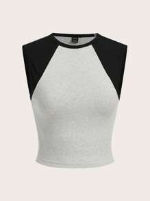 SHEIN BASICS 雙色短款背心 - 白色 - 查看 6