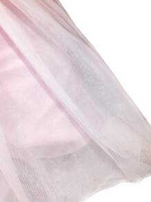 SHEIN Tween Girl Sequin Insert Puff Sleeve Mesh Overlay Gown Dress - Pink - View 3