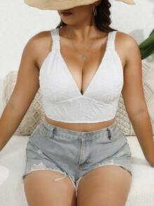 SHEIN Swim Curve Top unicolor de espalda abierta con cordón crop correa ancha