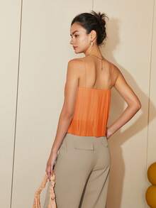 女式休闲纯色露背无袖上衣，春夏 - 橘色 - 查看 2