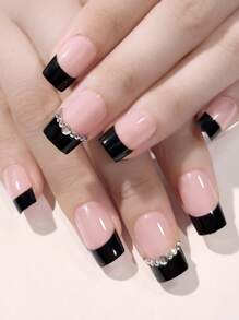 24 miếng vuông 3D rhinestone trang trí móng tay giả & 1 miếng dũa móng tay & 1 miếng băng - Nhiều màu - Xem 1