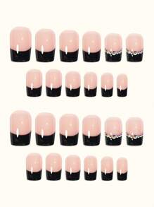 24 miếng vuông 3D rhinestone trang trí móng tay giả & 1 miếng dũa móng tay & 1 miếng băng - Nhiều màu - Xem 5