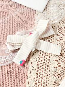 嬰兒草莓圖案荷葉邊洋裝 - 杏色 - 查看 6