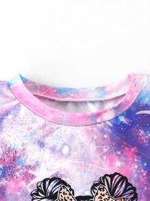 小女童紮染人像圖案T恤和短褲 - 彩色 - 查看 5