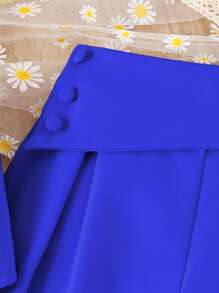 Tween Girl Solid Cami Top & Wide Leg Trousers - Royal Blue - View 6