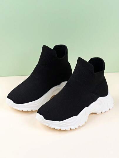 全季節中性童裝針織網絡設計防滑透氣戶外增震運動休閒跑步鞋