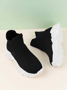 全季節中性童裝針織網絡設計防滑透氣戶外增震運動休閒跑步鞋