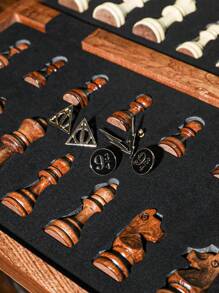 HARRY POTTER X SHEIN 时尚锌合金圆形和三角形死亡圣器耳钉，适合女士日常装饰、礼物 - 彩色 - 查看 3