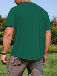 Manfinity Homme Hombres Camiseta con estampado de póker - Verde Oscuro - Ver 2