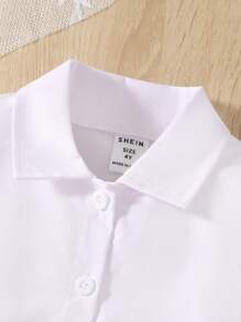 Young Girl Solid Cami Top & Button Front Shirt Dress & Hat Set - Hot Pink - View 4