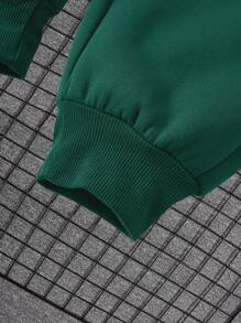 Nam Chất rắn Eo dây rút Quần thể thao - Màu xanh lá cây đậm - Xem 5