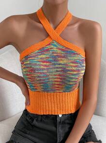 SHEIN Privé Thuốc nhuộm Không gian Dây Knit ngọn - Nhiều màu - Xem 1