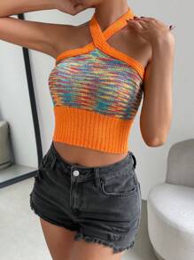SHEIN Privé Thuốc nhuộm Không gian Dây Knit ngọn - Nhiều màu - Xem 5