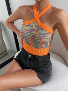 SHEIN Privé Thuốc nhuộm Không gian Dây Knit ngọn - Nhiều màu - Xem 6