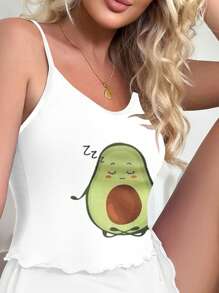 Đồ họa Hoạt hình Hai Dây Áo mặc nhà - trắng - Xem 3