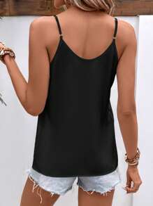 SHEIN LUNE Áo Cami trơn - màu đen - Xem 2