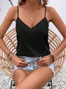SHEIN LUNE Áo Cami trơn - màu đen - Xem 5