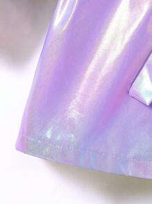 SHEIN 女小童鐳射腰帶風衣外套不帶T恤 - 紫丁香色 - 查看 8