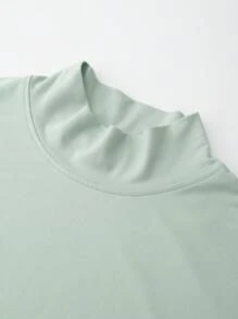 Manfinity Hypemode 男士素色小高領T恤 - 薄荷綠 - 查看 4