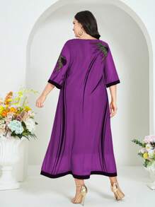 Mulvari 大碼拼接邊連衣裙 - 紫色 - 查看 2