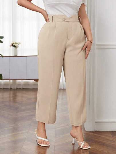 SHEIN Privé Plus High Waist Plicated Detail Pants