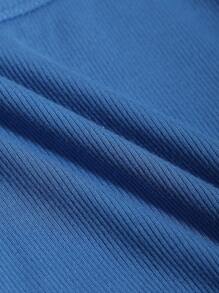 DAZY Top De Tanque Sólido De Punto Acanalado Recortado