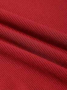 DAZY Solid Crop Tank Top Preppy Tops - Red - View 4