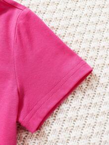 SHEIN Tops con gái lớn Lá thư Giải trí - Màu Hồng Tươi - Xem 4