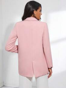 GENKIRA Double Breasted Lapel Neck Blazer - Baby Pink - View 2