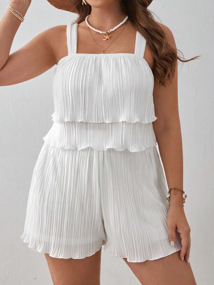 SHEIN VCAY 大碼木耳邊吊帶背心和短褲