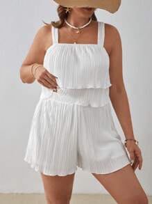 SHEIN VCAY 大碼木耳邊吊帶背心和短褲