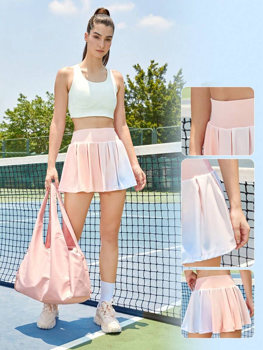 Lifespree 漸層印花百褶運動短裙，女士網球裝 - 彩色 - 查看 1