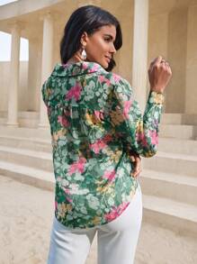 SHEIN Clasi 印花前紐扣襯衫 - 彩色 - 查看 2