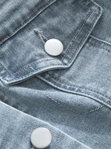 DAZY 纯色纽扣前开襟露脐牛仔抹胸上衣，适合节日穿着 - 淺色水洗藍 - 查看 6