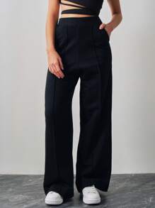 SHE(IN) BRASIL 1 Miếng Chất rắn quần ống rộng Quần thể thao - màu đen - Xem 4