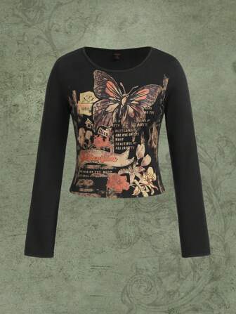 Fairycore Butterfly & Slogan Graphic Tee